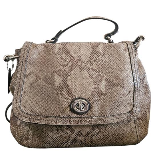 Coach Handbags - Coach Taupe Snake-Embossed Crossbody Bag